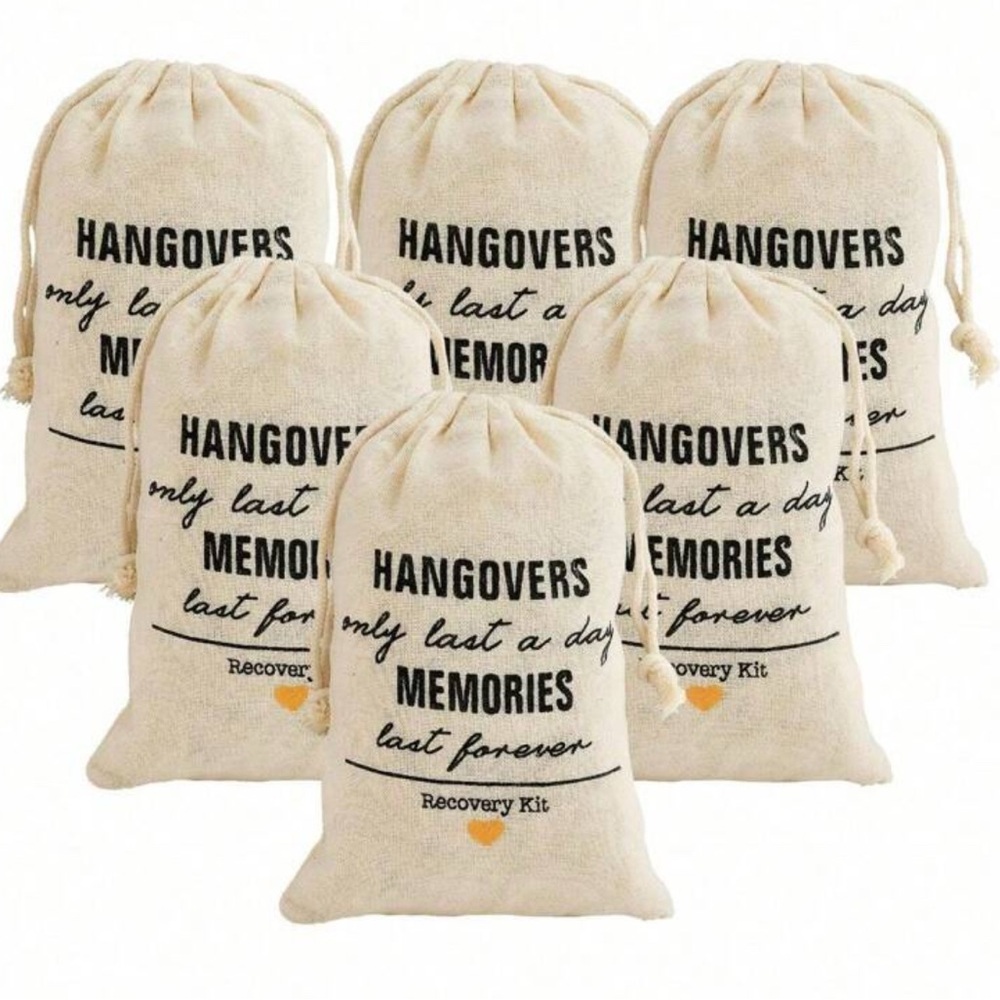 Hangovers Only Last A Day, Memories last Forever Favor Bags, Drawstring (6)